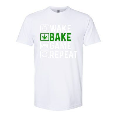 Wake Bake Game Repeat Marijuana Weed Lover Weed Gift Softstyle CVC T-Shirt