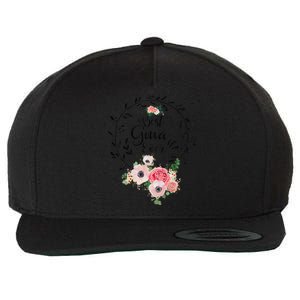 Womens Best Gma Ever Floral Decoration Grandma Wool Snapback Cap