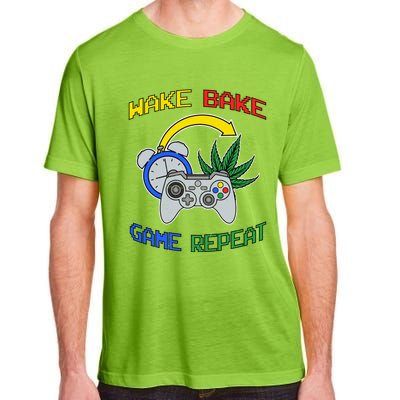 Wake Bake Game Repeat Weed Cannabis Smoker Gamer Gaming Gift Adult ChromaSoft Performance T-Shirt