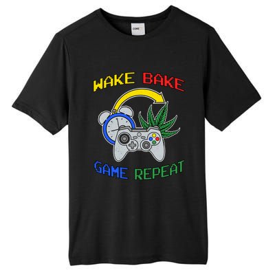 Wake Bake Game Repeat Weed Cannabis Smoker Gamer Gaming Gift Tall Fusion ChromaSoft Performance T-Shirt