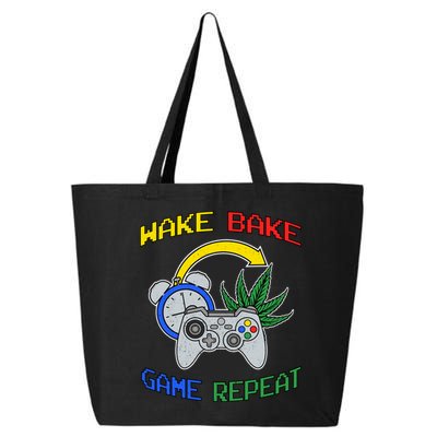 Wake Bake Game Repeat Weed Cannabis Smoker Gamer Gaming Gift 25L Jumbo Tote