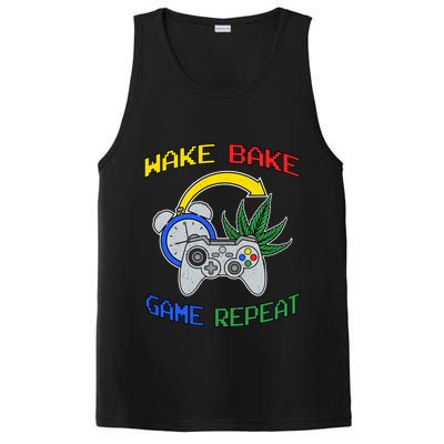 Wake Bake Game Repeat Weed Cannabis Smoker Gamer Gaming Gift PosiCharge Competitor Tank