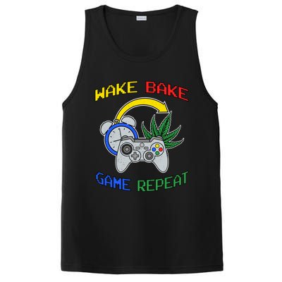 Wake Bake Game Repeat Weed Cannabis Smoker Gamer Gaming Gift PosiCharge Competitor Tank