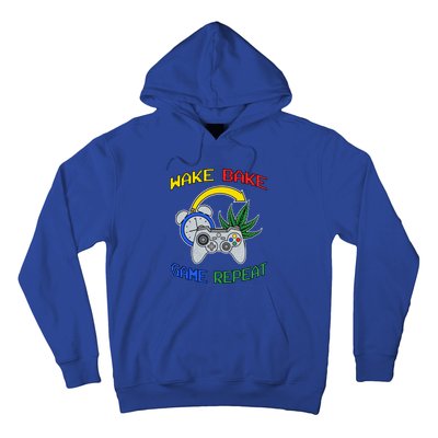 Wake Bake Game Repeat Weed Cannabis Smoker Gamer Gaming Gift Hoodie