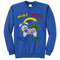 Wake Bake Game Repeat Weed Cannabis Smoker Gamer Gaming Gift Sweatshirt