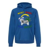 Wake Bake Game Repeat Weed Cannabis Smoker Gamer Gaming Gift Premium Hoodie