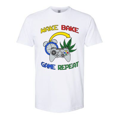 Wake Bake Game Repeat Weed Cannabis Smoker Gamer Gaming Gift Softstyle CVC T-Shirt