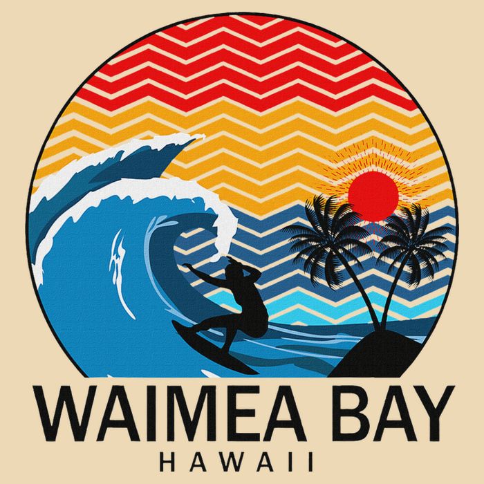 Waimea Bay Hawaii Surfboard Drawstring Bag