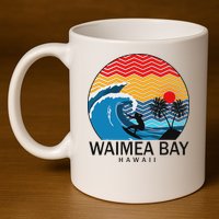 Waimea Bay Hawaii Surfboard 11oz C Handle Ceramic Mug