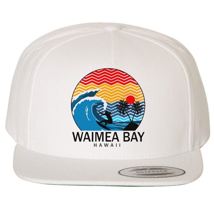 Waimea Bay Hawaii Surfboard Wool Snapback Cap