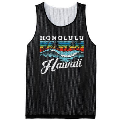 Waves Beach Honolulu Hawaiian Summer Surfing Retro Hawaii Mesh Reversible Basketball Jersey Tank