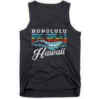 Waves Beach Honolulu Hawaiian Summer Surfing Retro Hawaii Tank Top