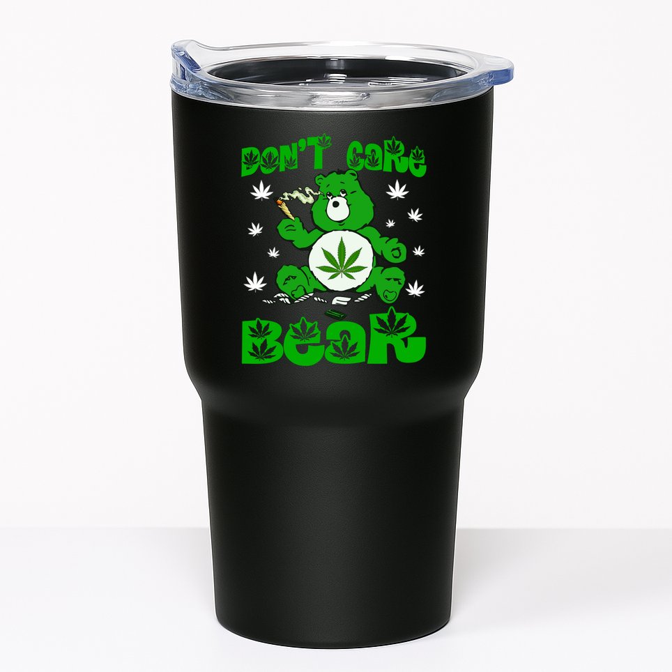 Weed Bear Herb Bear Don't Care Funny Bear Marijuana Cannabis Tumbler