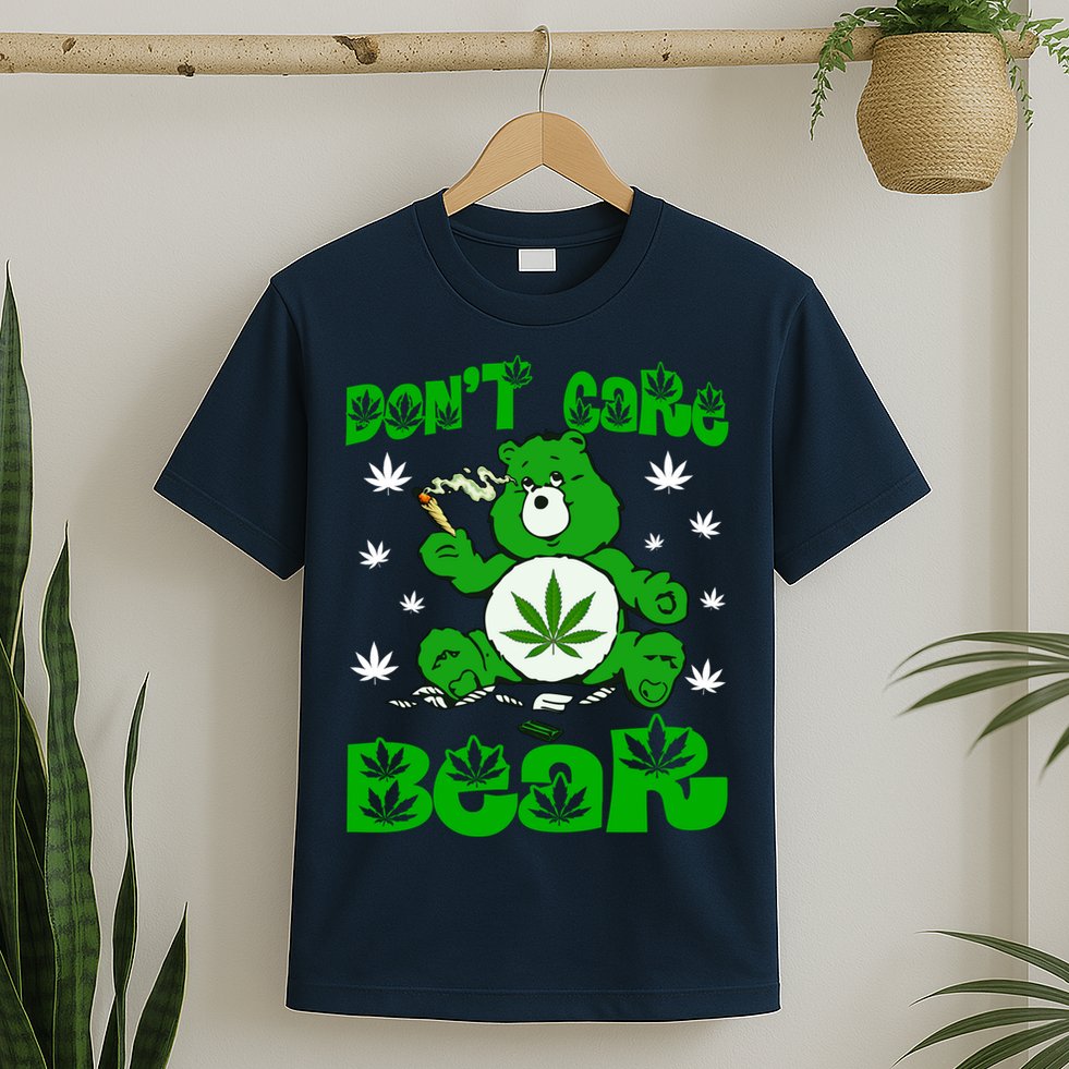 Weed Bear Herb Bear Don't Care Funny Bear Marijuana Cannabis T-Shirt