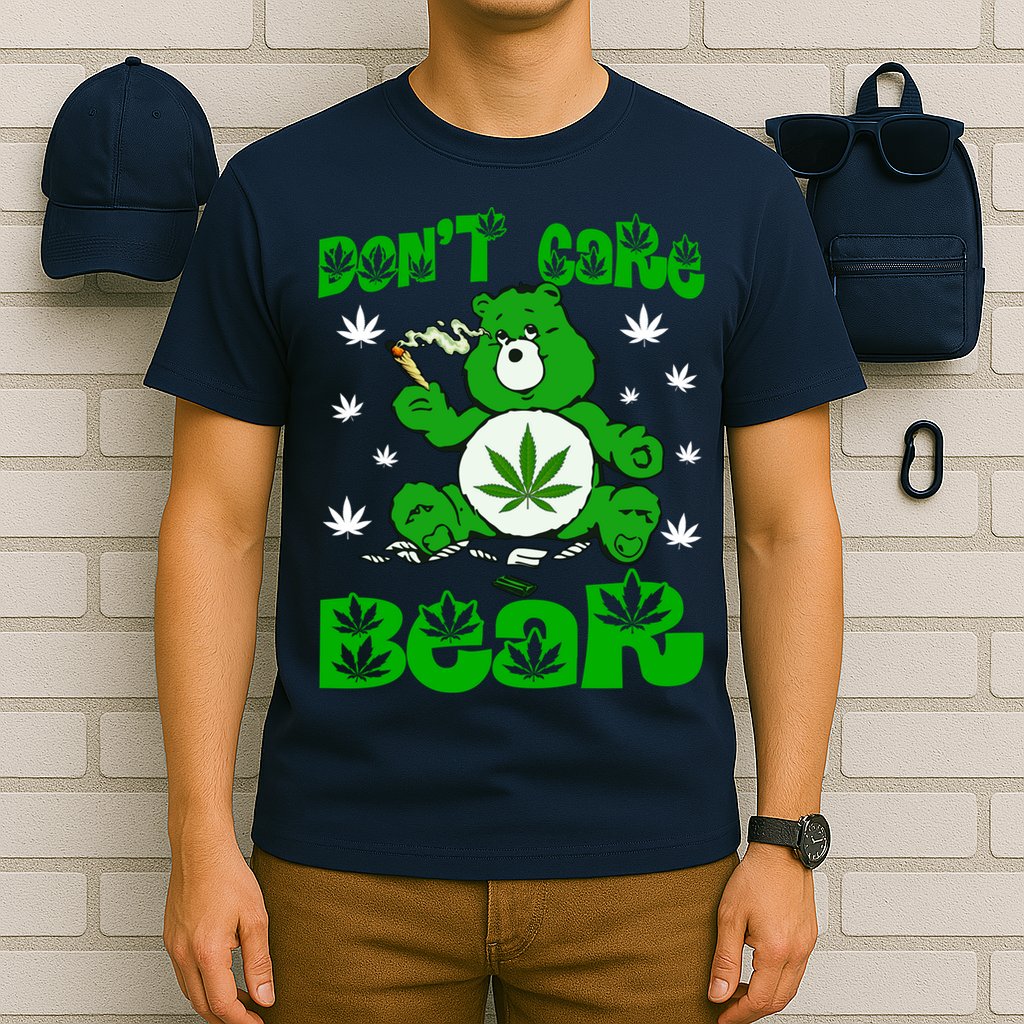 Weed Bear Herb Bear Don't Care Funny Bear Marijuana Cannabis T-Shirt