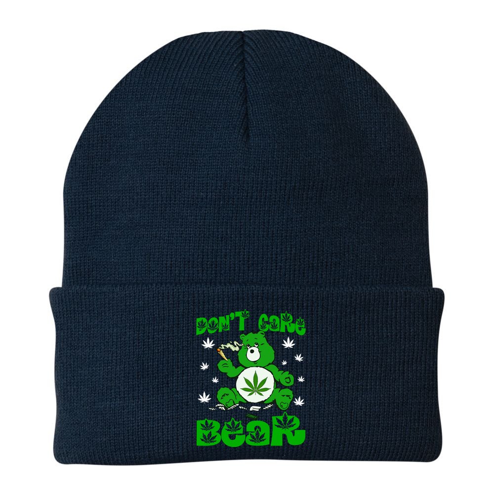 Weed Bear Herb Bear Don't Care Funny Bear Marijuana Cannabis Beanie