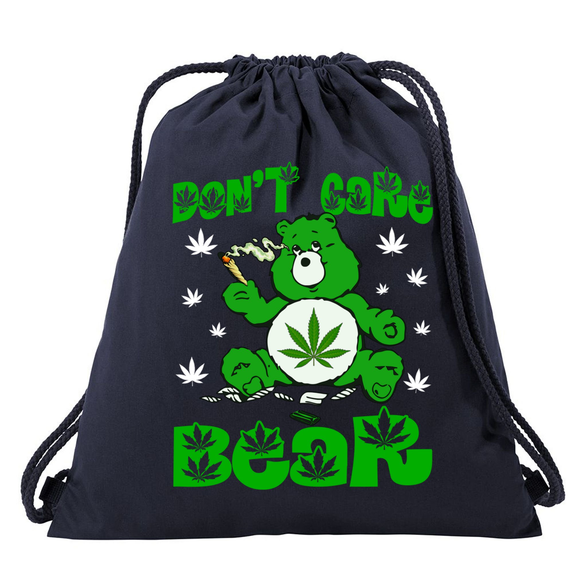 Weed Bear Herb Bear Don't Care Funny Bear Marijuana Cannabis Drawstring Bag