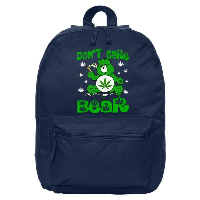 Weed Bear Herb Bear Don't Care Funny Bear Marijuana Cannabis 16 in Basic Backpack