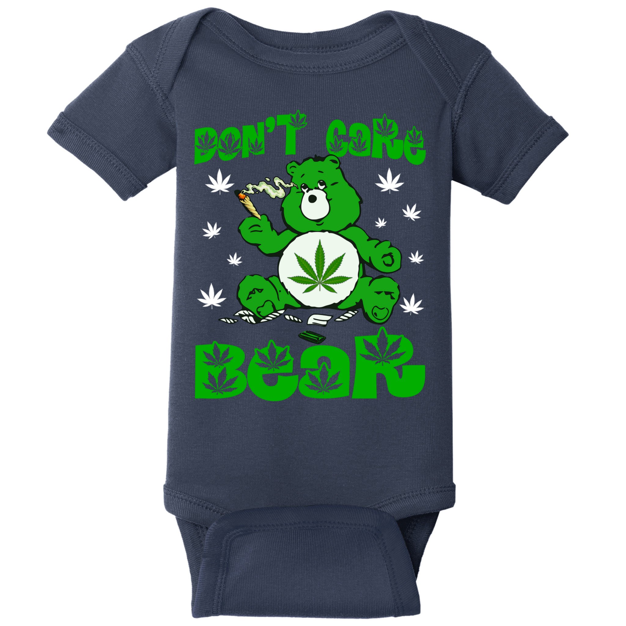 Weed Bear Herb Bear Don't Care Funny Bear Marijuana Cannabis Baby Bodysuit