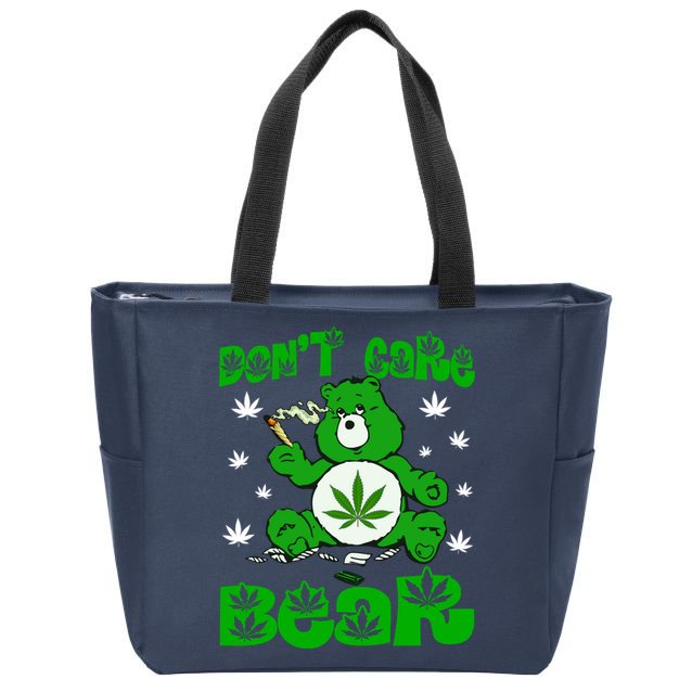 Weed Bear Herb Bear Don't Care Funny Bear Marijuana Cannabis Zip Tote Bag