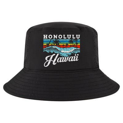 Waves Beach Honolulu Hawaiian Summer Surfing Retro Hawaii Cool Comfort Performance Bucket Hat