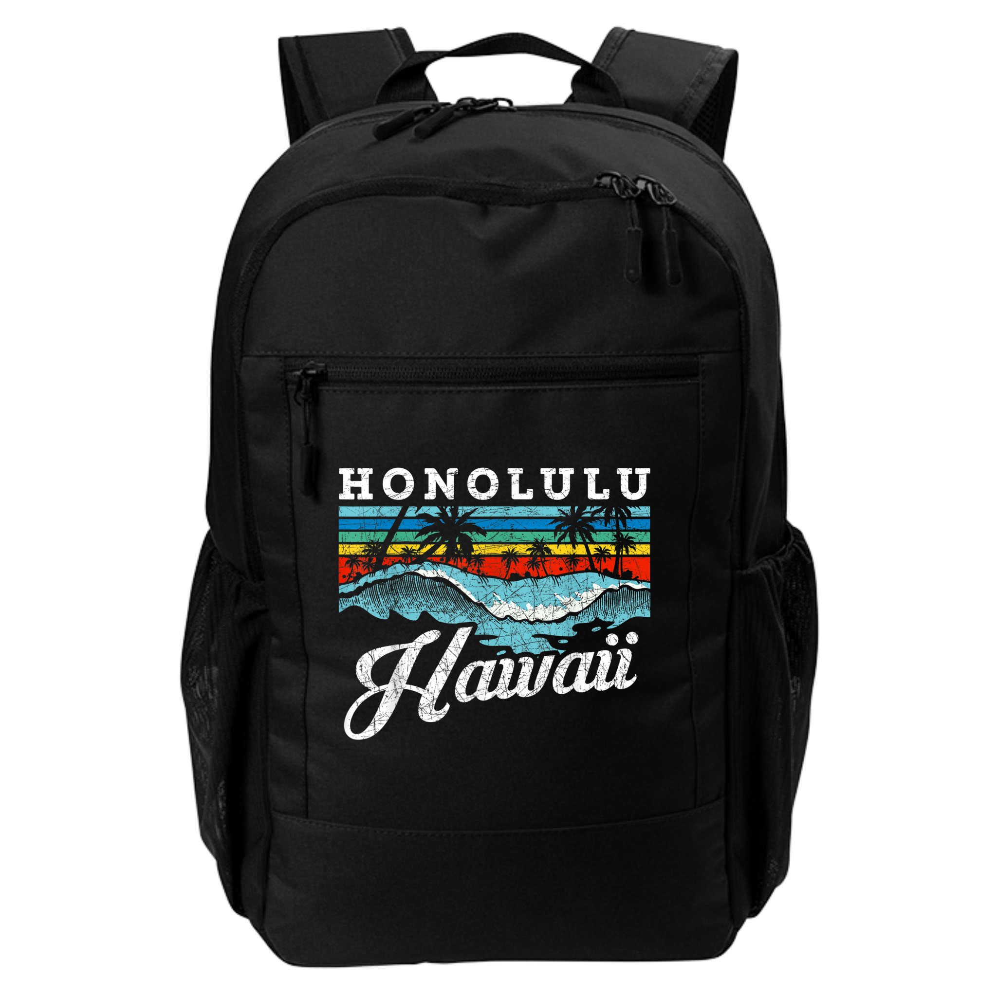 Waves Beach Honolulu Hawaiian Summer Surfing Retro Hawaii Backpack