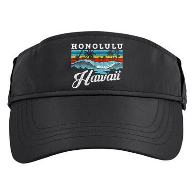 Waves Beach Honolulu Hawaiian Summer Surfing Retro Hawaii Adult Drive Performance Visor