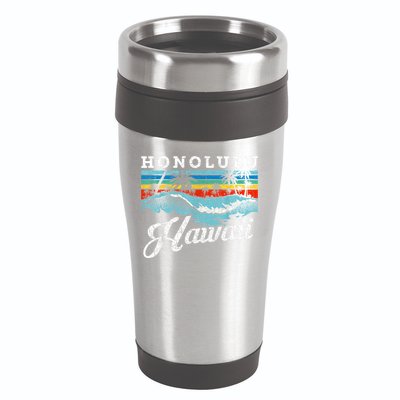 Waves Beach Honolulu Hawaiian Summer Surfing Retro Hawaii 16oz Travel Tumbler