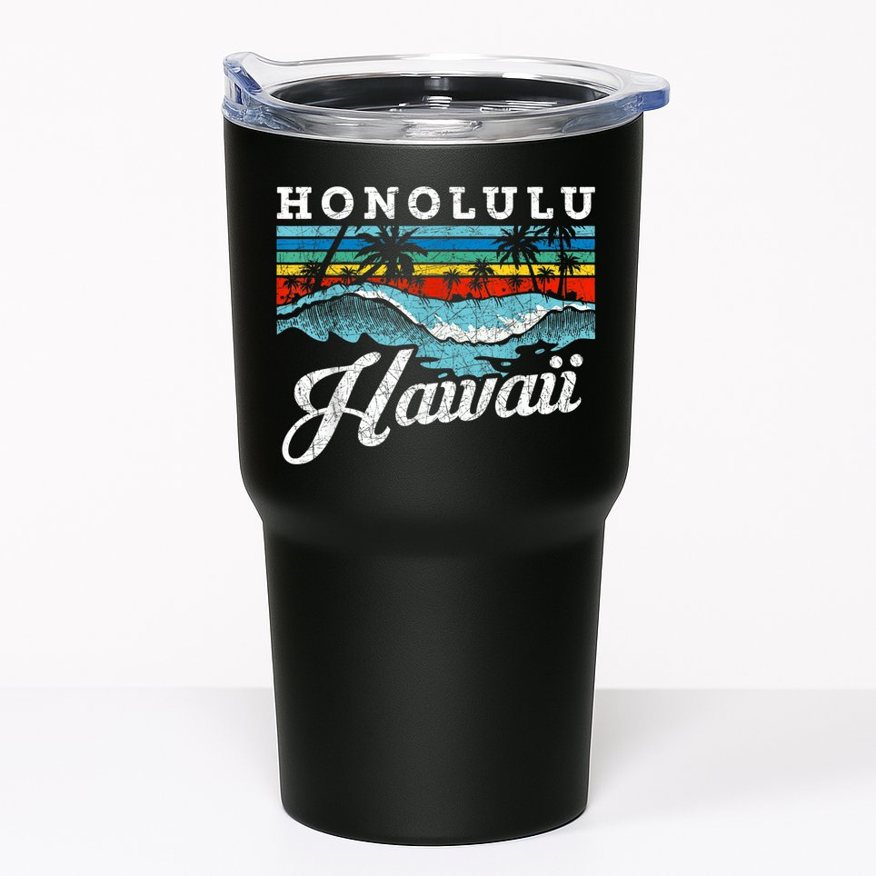 Waves Beach Honolulu Hawaiian Summer Surfing Retro Hawaii Tumbler