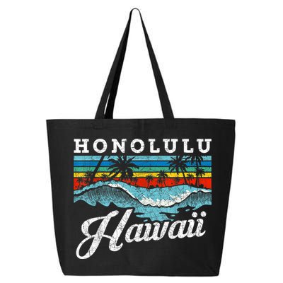 Waves Beach Honolulu Hawaiian Summer Surfing Retro Hawaii 25L Jumbo Tote