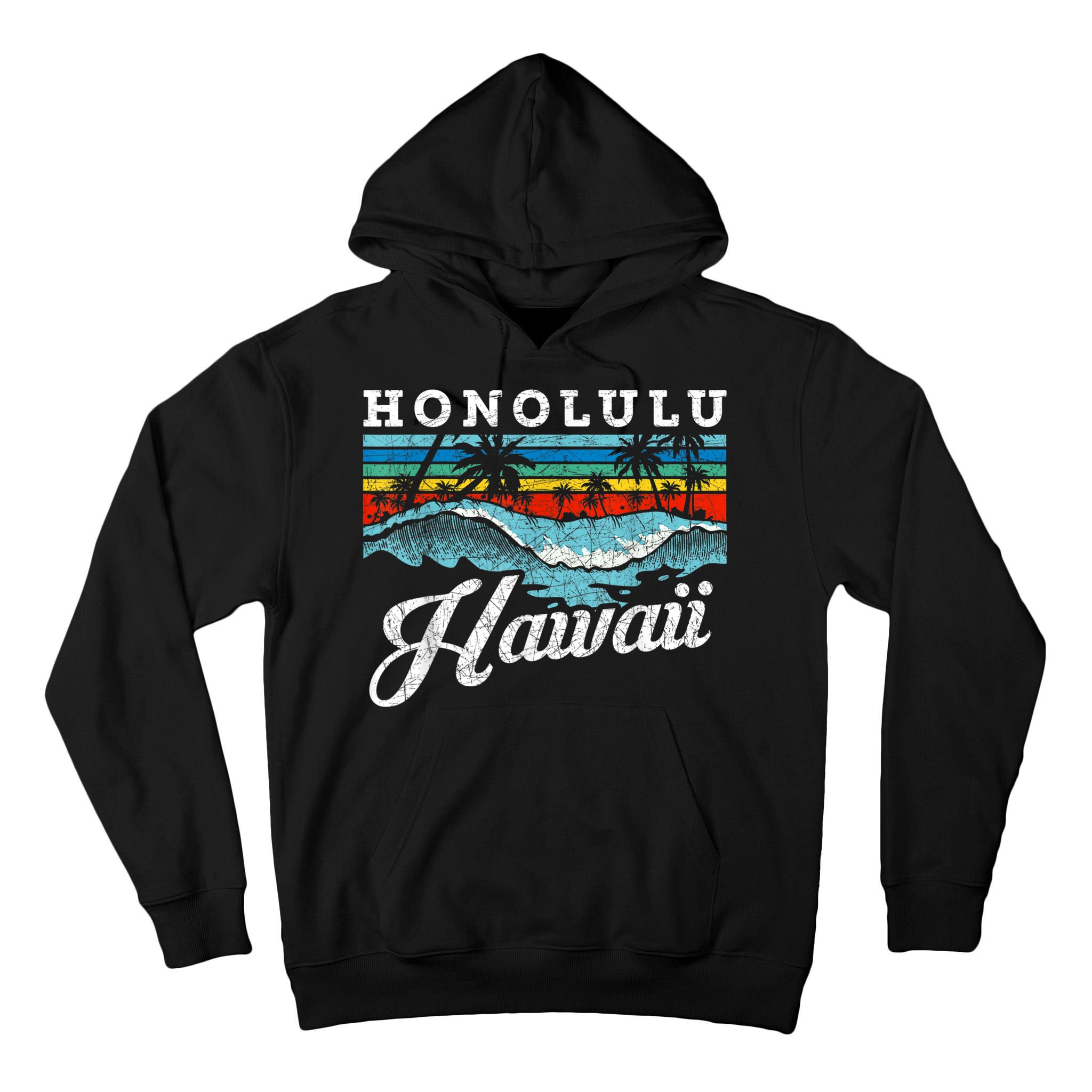 Waves Beach Honolulu Hawaiian Summer Surfing Retro Hawaii Tall Hoodie