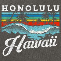 Waves Beach Honolulu Hawaiian Summer Surfing Retro Hawaii Cotton Canvas Backpack