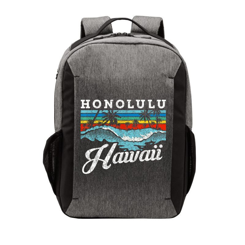 Waves Beach Honolulu Hawaiian Summer Surfing Retro Hawaii Vector Backpack