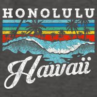 Waves Beach Honolulu Hawaiian Summer Surfing Retro Hawaii Vector Backpack
