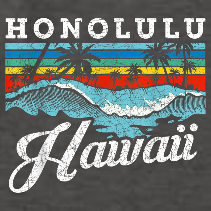 Waves Beach Honolulu Hawaiian Summer Surfing Retro Hawaii Vector Backpack
