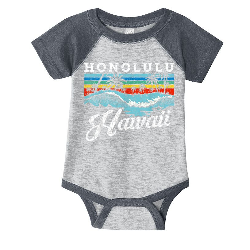Waves Beach Honolulu Hawaiian Summer Surfing Retro Hawaii Infant Baby Jersey Bodysuit