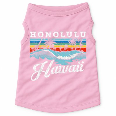 Waves Beach Honolulu Hawaiian Summer Surfing Retro Hawaii Doggie Tank