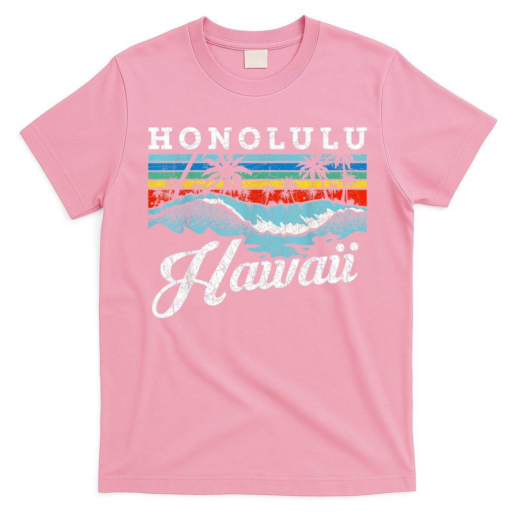 Waves Beach Honolulu Hawaiian Summer Surfing Retro Hawaii T-Shirt
