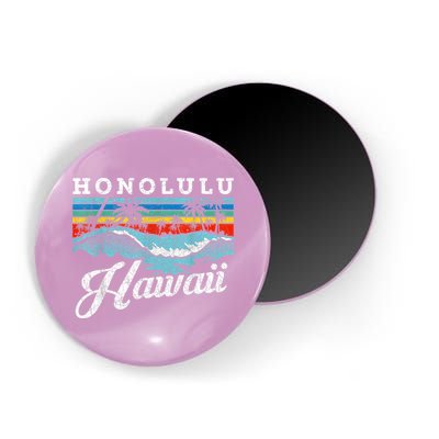 Waves Beach Honolulu Hawaiian Summer Surfing Retro Hawaii Magnet