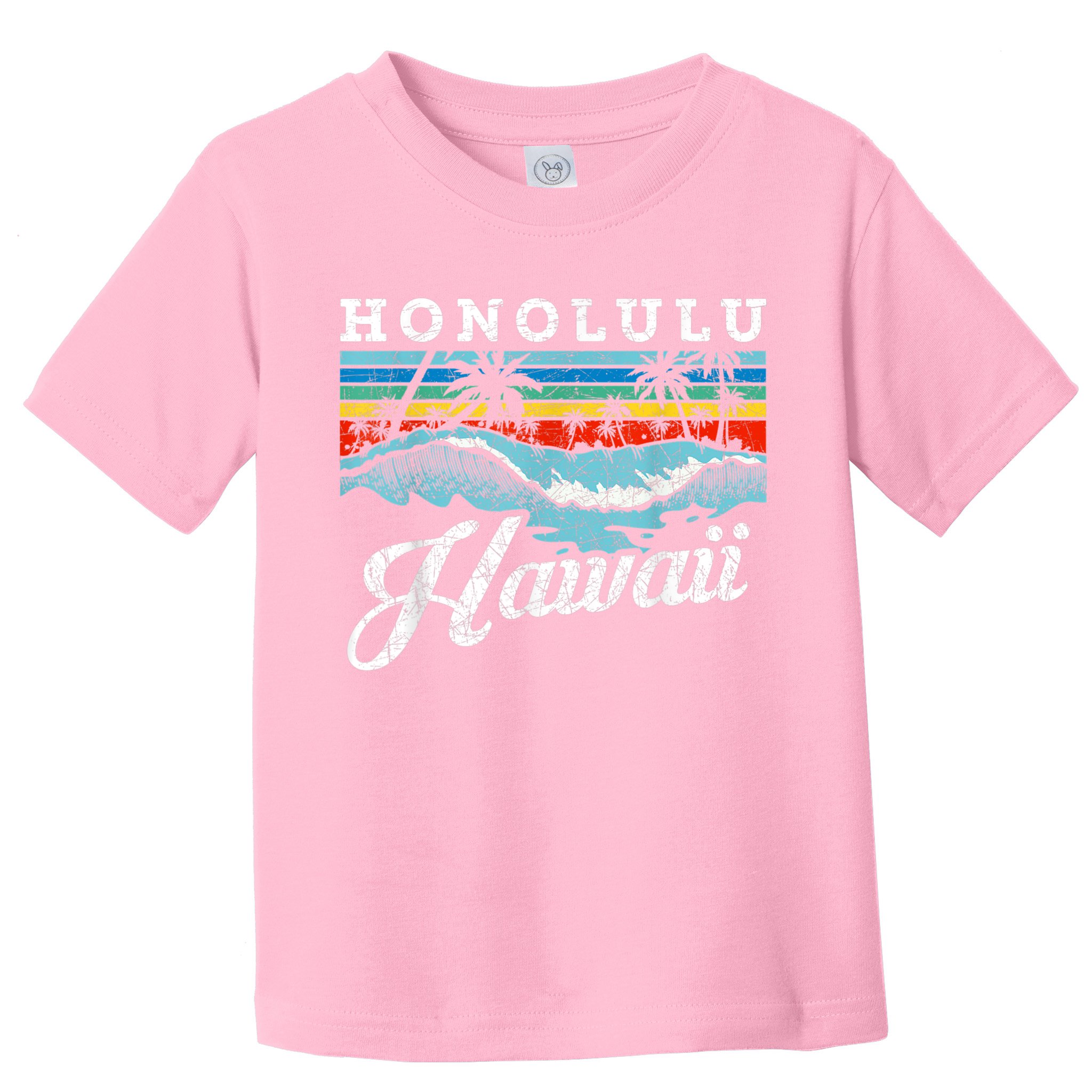 Waves Beach Honolulu Hawaiian Summer Surfing Retro Hawaii Toddler T-Shirt