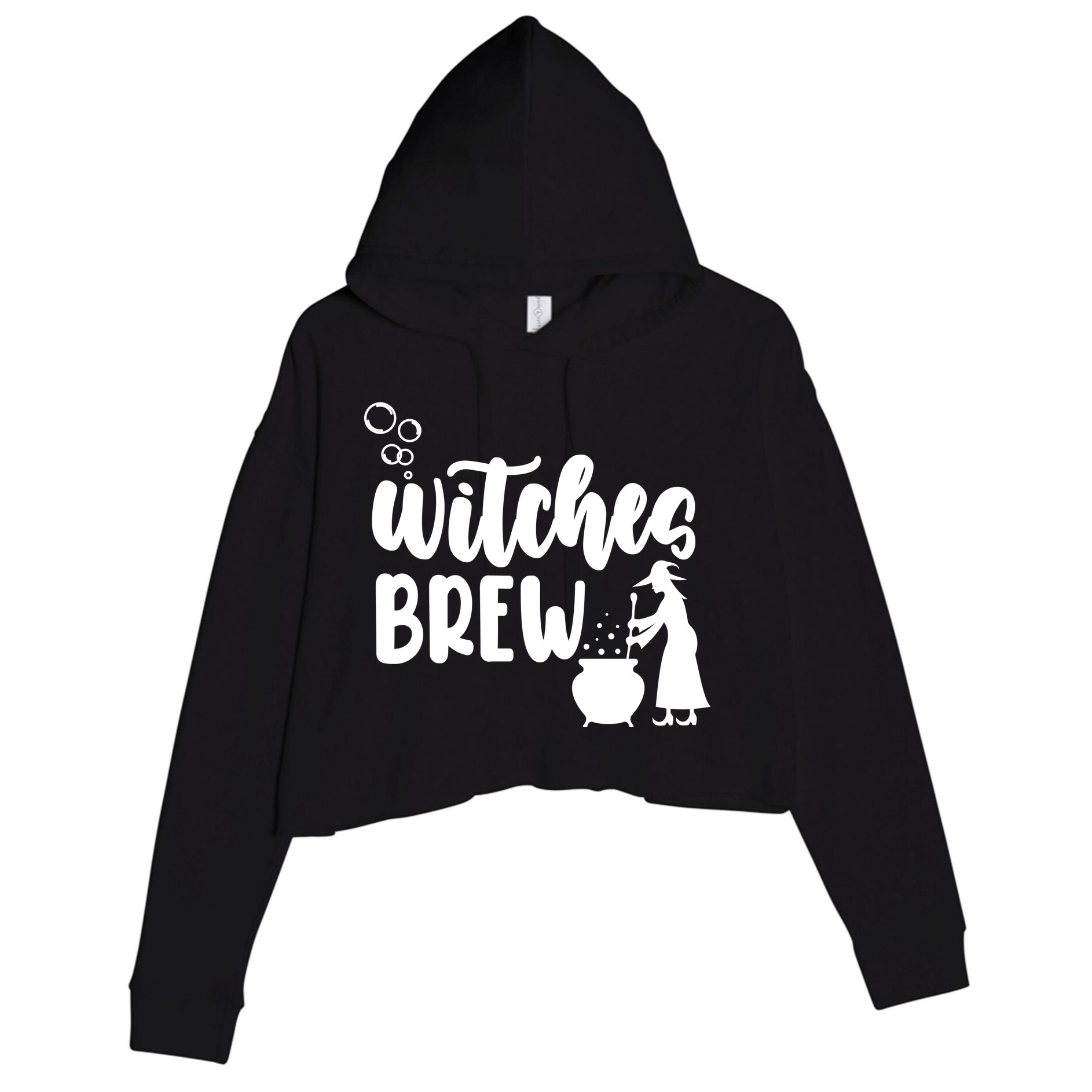 Witches Brew Halloween Witch Crop Fleece Hoodie