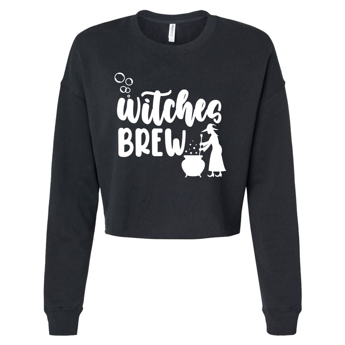 Witches Brew Halloween Witch Cropped Pullover Crew