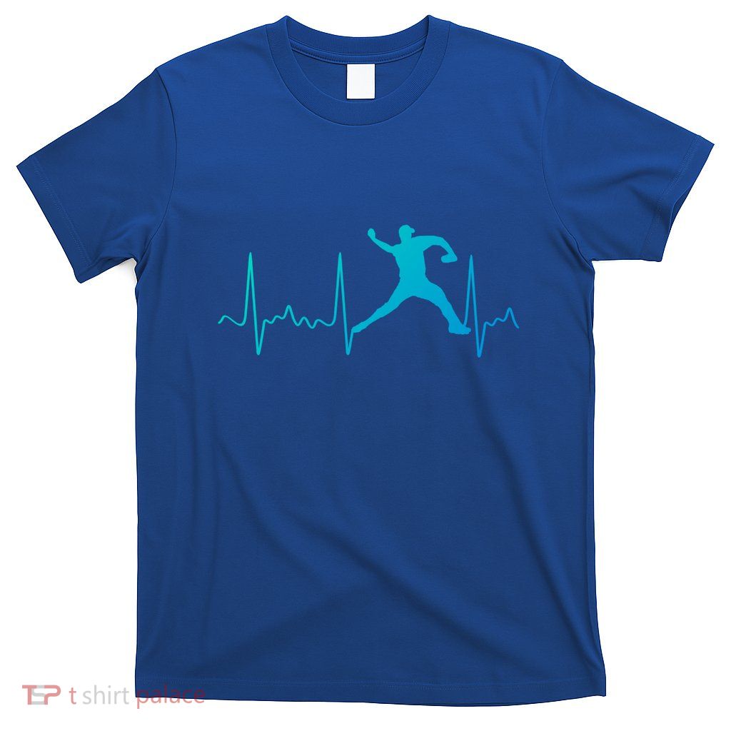 White Baseball Heartbeat Pitcher Gift Baseball Pulse T-Shirt