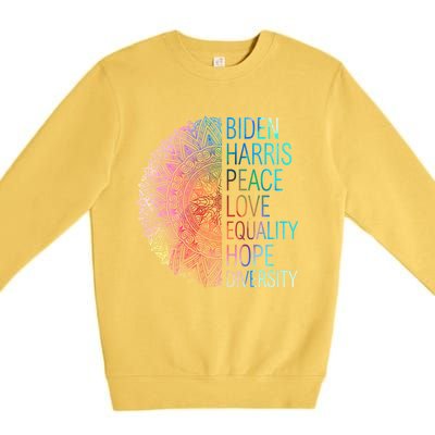 Wo Biden Harris Peace Love Equality Hope Diversity Gift Premium Crewneck Sweatshirt