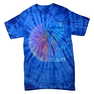 Wo Biden Harris Peace Love Equality Hope Diversity Gift Tie-Dye T-Shirt