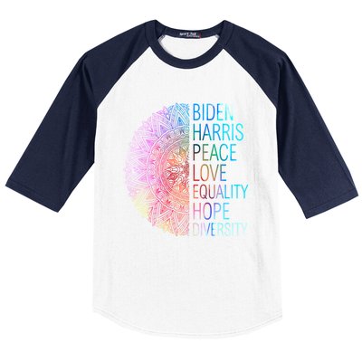 Wo Biden Harris Peace Love Equality Hope Diversity Gift Baseball Sleeve Shirt