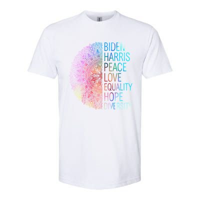 Wo Biden Harris Peace Love Equality Hope Diversity Gift Softstyle CVC T-Shirt