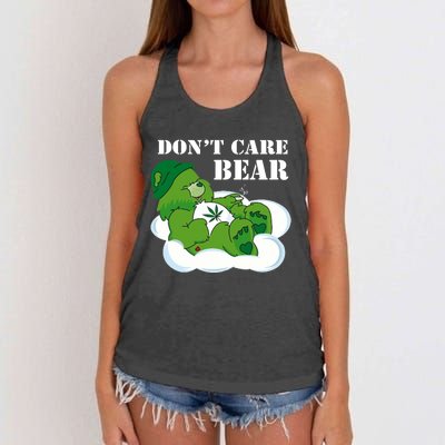 Weed bear herb bear don't care cute bear gift Women's Knotted Racerback Tank