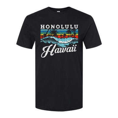 Waves Beach Honolulu Hawaiian Summer Surfing Retro Hawaii Softstyle® CVC T-Shirt