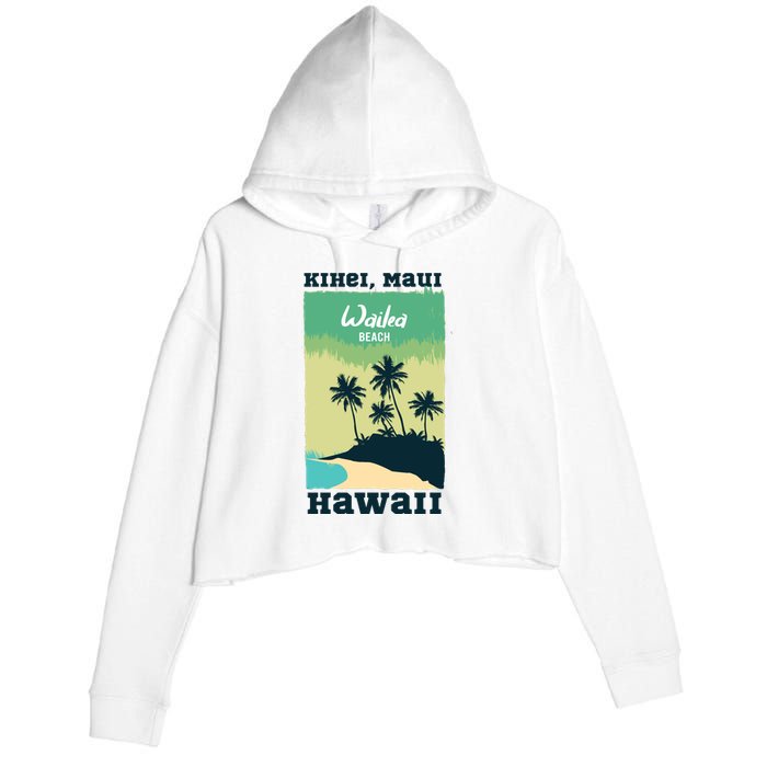 Wailea Beach Hawaii Crop Fleece Hoodie